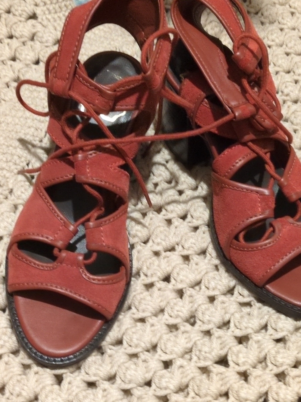 TED BAKER Lylla leather and suede heeled ghillie sandals